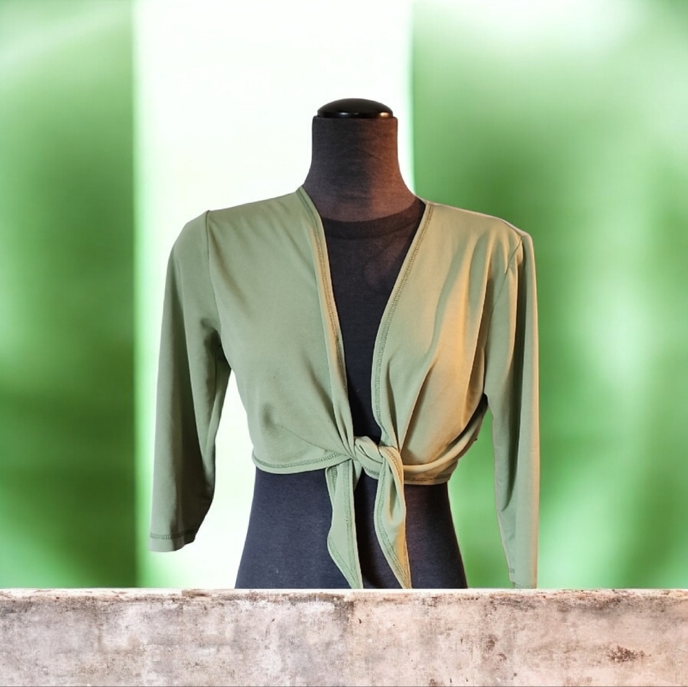 Green Tie-Front Shrug